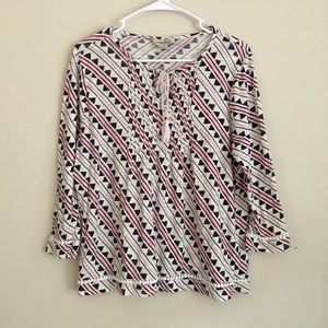 Lucky Brand Patterned Keyhole Blouse